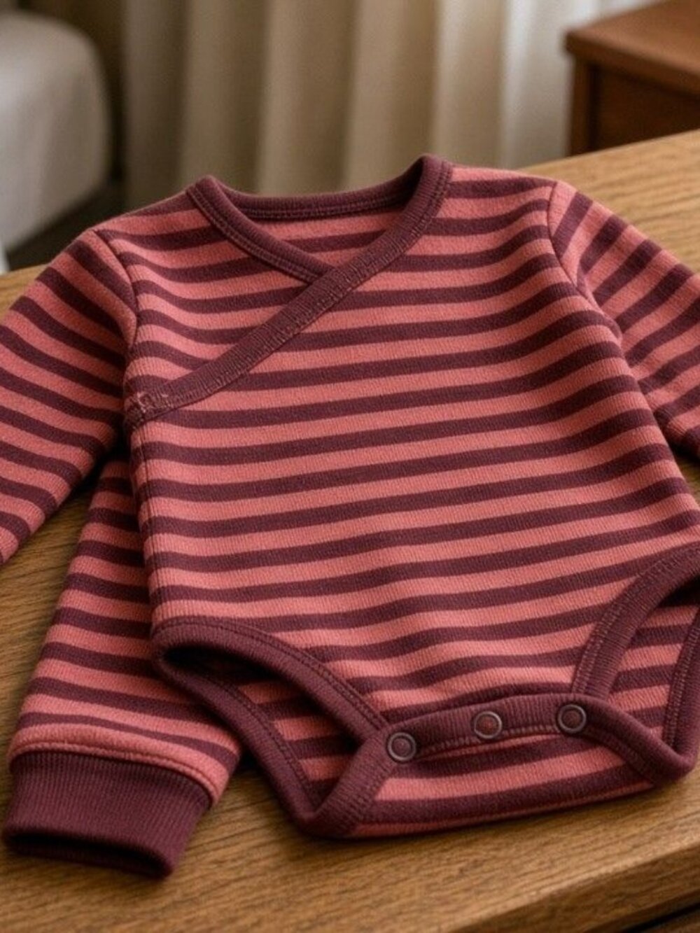 striped long sleeve footless one piece